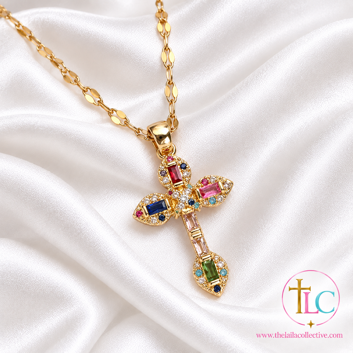 Rainbow Cross Necklace