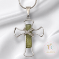 Watermelon Tourmaline Sterling Silver Cross Pendant