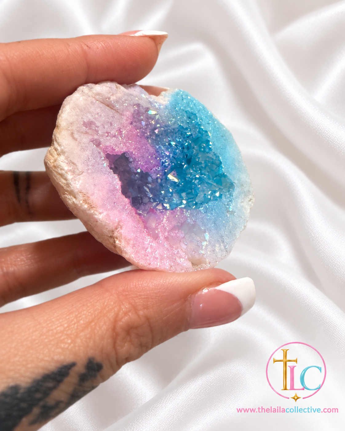 Positivity Pastel Aura Druzy Agate Geode