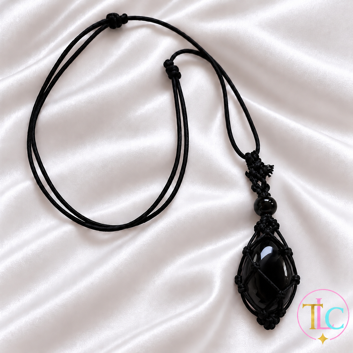 Protect Macramé Crystal Holder Necklace | Includes Complimentary Obsidian