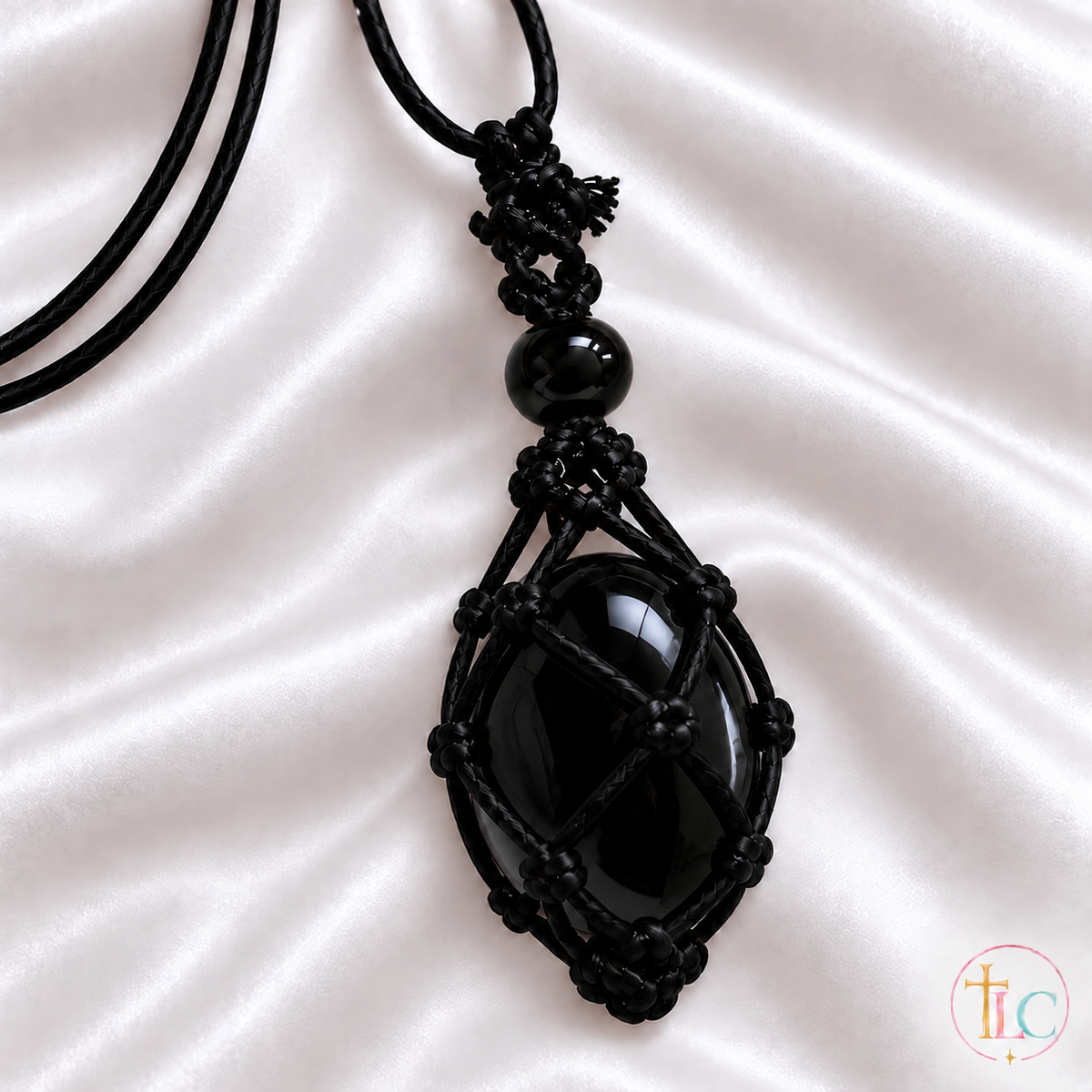 Protect Macramé Crystal Holder Necklace | Includes Complimentary Obsidian